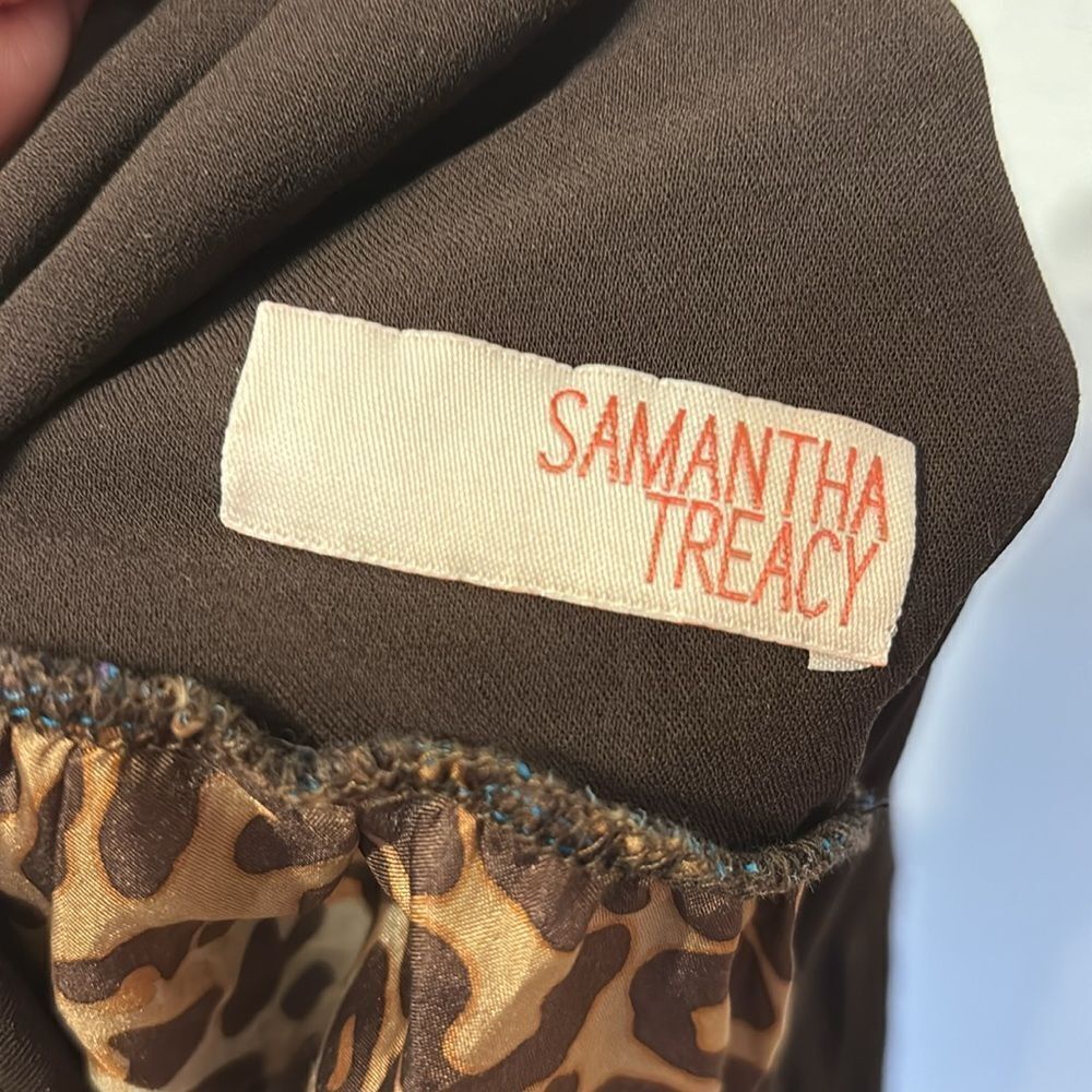 Samantha Treacy Y2K 100% Silk Boho Fold Over Waist Mini Skirt Size 4 - Picture 2 of 7